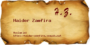 Haider Zamfira névjegykártya